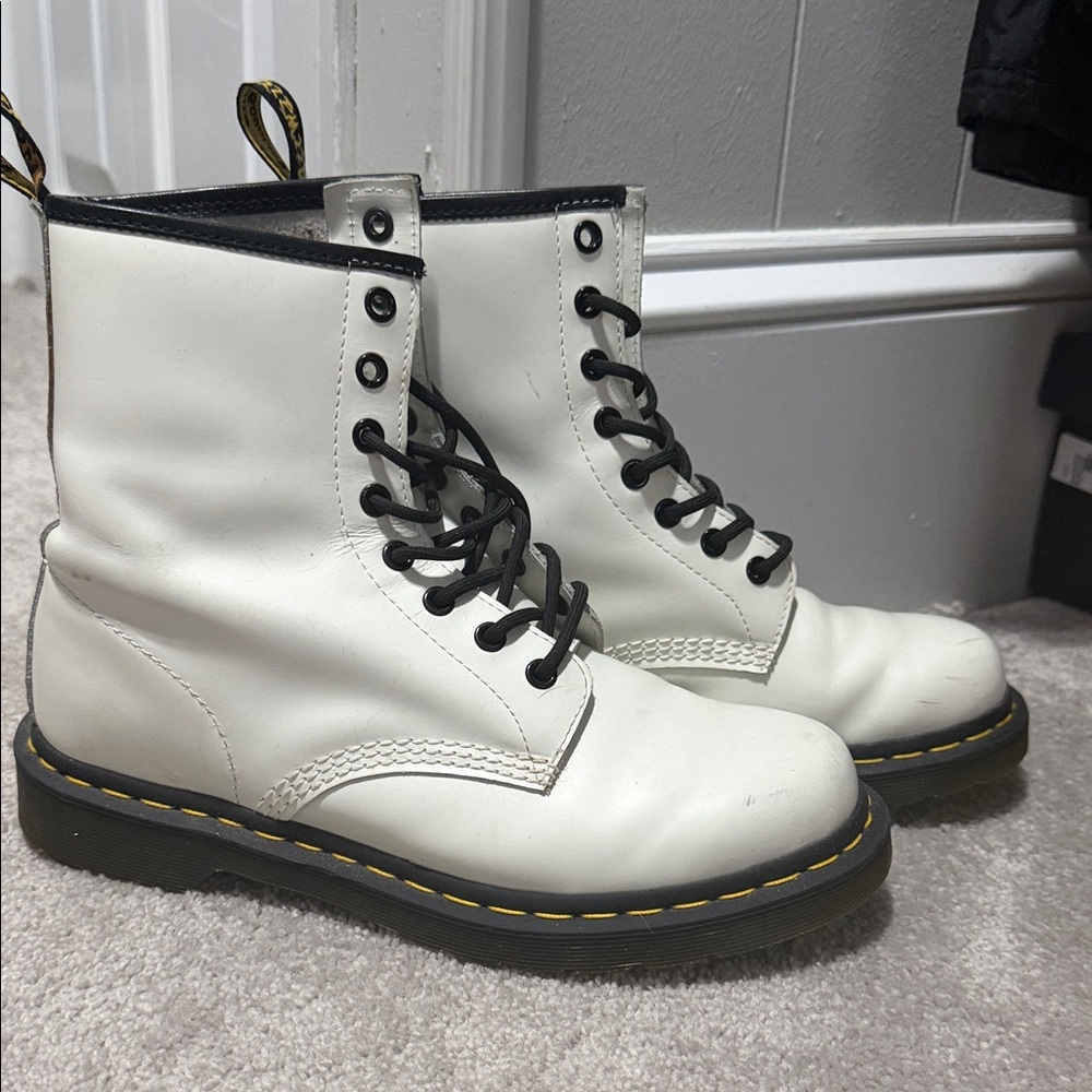 Dr. Martens White Leather Boots 1460